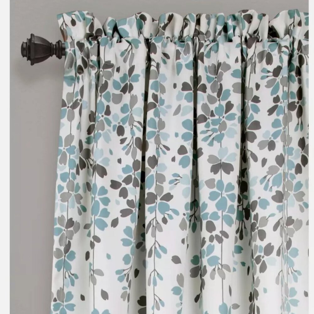Lush Decor Half Moon Weeping Flower Insulated Window Two Curtain Panels 52"x84" - Picture 3 of 7